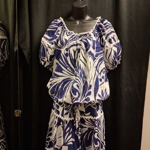 Mlle Gabrielle Blue and White 2 Piece Top/Maxi Skirt